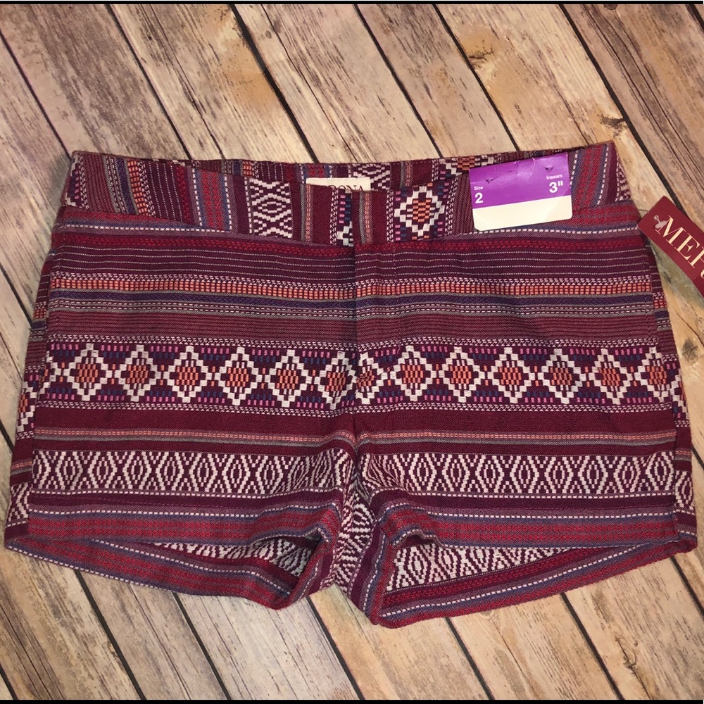 NWT Merona Hot Coral Stripe Aztec Shorts
